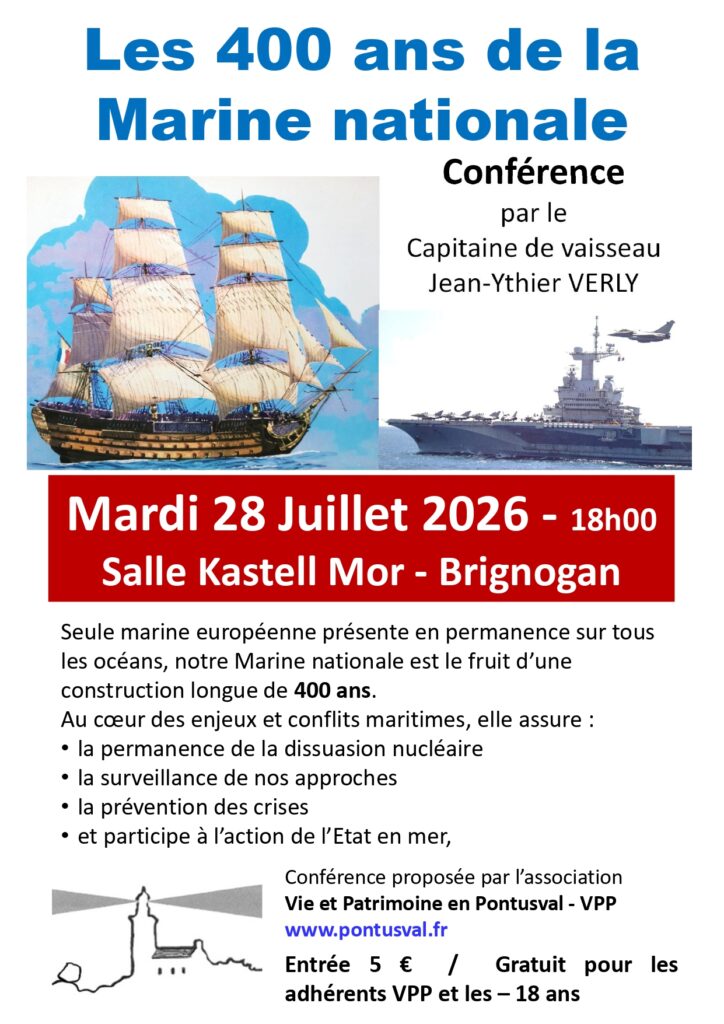 Conférence Les 400 ans de la Marine Nationale 28 Juillet 2026